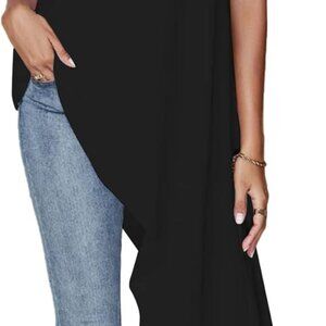 Women's Square Neck Cami Top Polyester Sleeveless High Low Casual